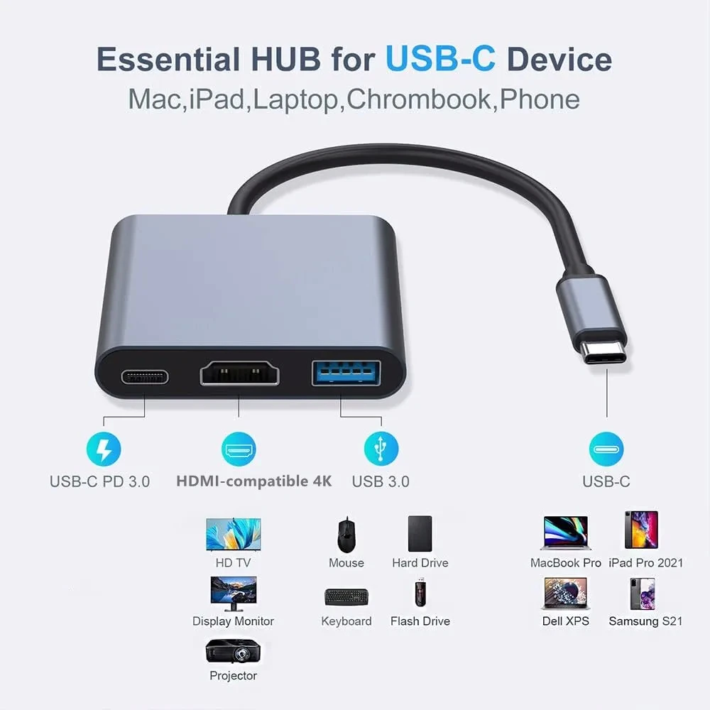 4K HDMI-Compatible 3-in-1 USB  - огляд і ціна Usb C To Hdmi